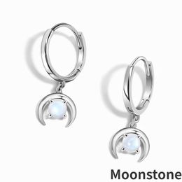 2023 Japan and South Korea's new sterling silver S925 Moonlight stone pendant earrings Women's small group light luxury exquisiteears