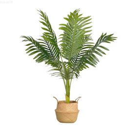 Decorative Objects Figurines 35in 9Fork Large Tropical Fake Plant Artificial Palm Tree Plastic Monstera Leaf Green Tall Banana Tree For Home Garden Decor L230724