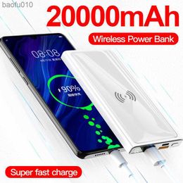 20000mAh Power Bank Wireless Fast Charging External Charger 2USB Digital Display Portable External Battery for iphone Xiaomi L230619