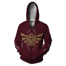 Men's Hoodies Autumn Digital Printing 3D Cosplay Hoodie Boys Preppy Style Zelda Popluar Game Casual Fashion Harajuku Zip Top Jacket