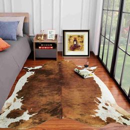 Carpets Cowhide Carpet Cow Print Rug Style for Bedroom Living Room Cute Animal Printed Carpet Cowhide Rugs for Home Decor R230725