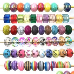 Resin Big Hole Round Rhinestone Beads Loose Spacer Bead For Diy Jewellery Making Bracelet Necklace 10Pcs/Set Drop Delivery