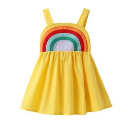 Summer Girls Dress Rainbow Pattern Beach Dress For Girls Kids Princess Children Dresses Baby Girls Clothes For 1-6y Kids Girls