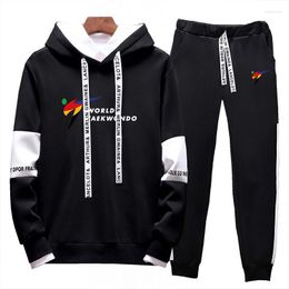 Men's Tracksuits 2023 Printing Men WTF World Taekwondo Federation Fashionable Lace-up Designe Sets Leisure Comfortable Hoodie Sweatpants