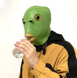 Green Fish Head Mask Halloween Funny Cosplay Costume Mask Unisex Adult Carnival Party Green Fish Head Mask Headgear Animal Mask