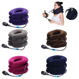 3-layer Inflatable Cervical Traction Device Pain Relief Neck Collar Full-fleece Thickened Soft Neck Support Stretcher270x