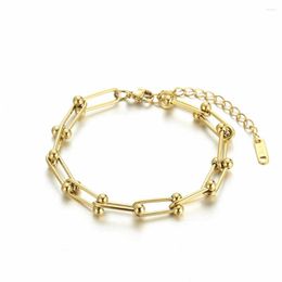 Link Bracelets Hiphop Stainless Steel U Shaped Chain For Women Gold Color Metal Korean Girlfriend Birthday Friends Party Jewelry Gift