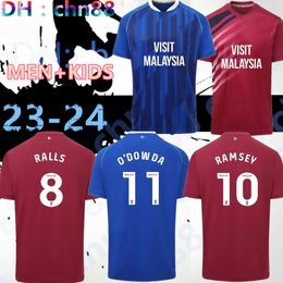 22 23 Cardiff RALLS Homens Crianças Kit Camisas de Futebol Philogenep Rinomhota Colwill Ratcliffe O'DOWDA Home 3ª Criança Camisas de Futebol Uniformes Meias