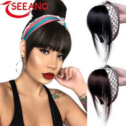 Bangs SEEANO Synthetic Replacement Toupee Natural Headband With Braids Bangs Heat Resistant Hair Hairpieces for Women 230724