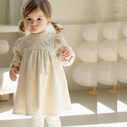 Girl Dresses Born Baby Girls 2023 Autumn Embroidered Lace Corduroy Long Sleeve Princess Dress