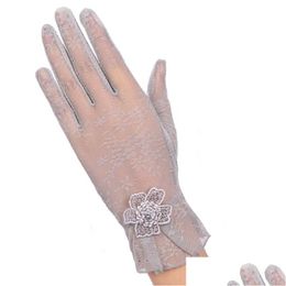 Five Fingers Gloves Fashion Women Mittens Vintage Goth Party Sun Protection Hollow-Out Y Dressy Driving Lace Drop Delivery Accessories Hats
