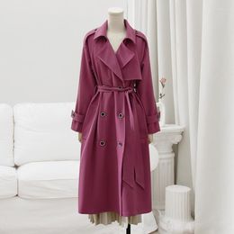 Women's Trench Coats 2023 Spring Retro Temperament Plum Colour Long Coat Women Loose Large Size Windbreaker Female