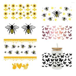 Window Stickers UV DTF Transfers 16oz Cup Wraps Butterfly Bee Insect Printed For DIY Glass Ceramic Metal Etc Material Surface. D432