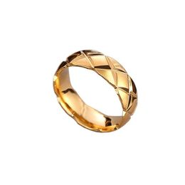 Band Rings Titanium Stainless Steel Simple Ring Rhombus Line Thick Thin Combination 6Mm Couple Drop Delivery Jewelry