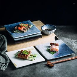 Plates Japanese Style Ceramic Square Plate Barbecue Snack Sushi Steak Western Dish Home Decor Porcelain Tableware