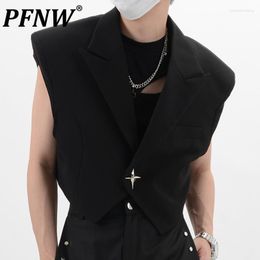 Men's Vests PFNW Spring Summer Niche Sleeveless Suit Notched Casual High End Handsome Sequined Street Outdoor Coats 28A2805