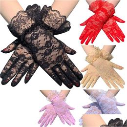 Five Fingers Gloves Party Y Dress Women High Quality Lace Mittens Paragraph Accessories Fl Finger Girls Drop Delivery Fashion Hats Scarves