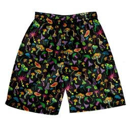 Men s Shorts Colourful mushroom print Hawaiian Print summer casual loose beach shorts men s wear 230721