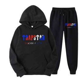 Tracksuit Trapstar Brand Printed Sportswear Men's t Shirts 16 Colours Warm Two Pieces Set Loose Hoodie Sweatshirt Pants Motion current 659ess