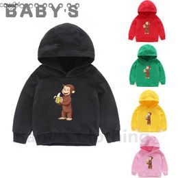 Children Hooded Hoodies Kids Curious George Monkey Cartoon Sweatshirts Baby Pullover Tops Girls Boys Funny Cute Clothes KMT5266 L230625