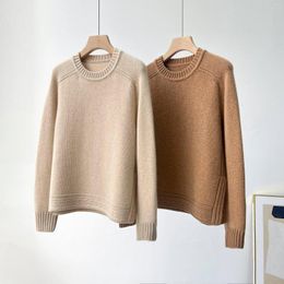 Women's Sweaters 50% Wool Cashmere Thick Sweater With Side Slits Women Pullover