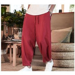 Men's Pants FEGKZLI 2023 Cotton Linen Summer Solid Color Mens Trousers Loose Fitness Baggy Streetwear Plus Size M5XL 230724