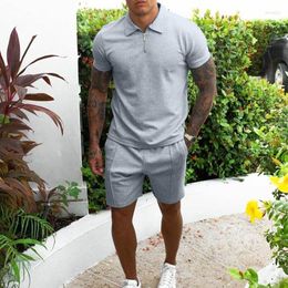 Men's Tracksuits 2023 Fashion Mens Tracksuit Summer Male Polo Shirt Sport Shorts 2 Piece Set Men Solid Casual Jogging Sportswear