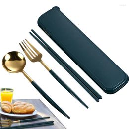 Dinnerware Sets Travel Cutlery Set Convenient For Being Carried Portable And Reusable Camping With Case Sturdy Handle Design