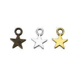Charms 9Mm Star Bead Charm Gold Sier Plated Small Pendant For Diy Bracelet Necklace Earring Jewellery Making Alloy 100Pcs Drop Delivery Dhvbt