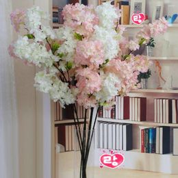 Decorative Flowers 1M Silk Hydrangea White Branch Drifting Snow Gypsophila Artificial Cherry Blossoms Wedding Arch Decorate Fake Flower