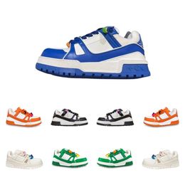 Designer casual shoes trainers maxi sneakers Luxury Trends for Men and Women Lace Up Flats shoes White Blue Black Orange Green Rubber DIY Surface Decoration Y1