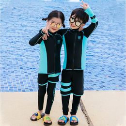 Wear Girls' Boys Rash Guard Set Long Sleeve Full Body Sun Protection 34piece Swimwear Shirt + Pants + Trunks