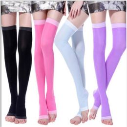 Women Socks 420d Night Sleeping Stovepipe Skinny Calf Stockings Open Toe Shaping Leg Tights