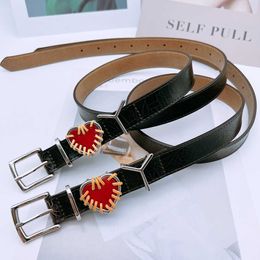 Designer Belt Women Genuine Leather Belts Matching Red Love YP Letter Buckle Thin Belt For Ladies Paired With Jeans Cowhide Waistband Width 2.5Cm High Quality