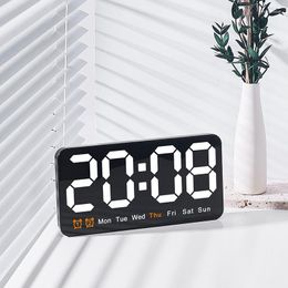 Wall Clocks Mounted Digital Clock Dual Alarms Date Week Temperature Display Multifunctional Electronic LED Bedroom Desktop