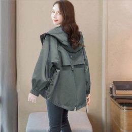 Women's Trench Coats Autumn Jackets Hooded Cloak Outer Winds Overcoat Korea Windbreaker Military Gothic Coat Women 2023