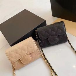 Luxus Designer Caviar Umhängetaschen Lady Classic Letter Design Clutch Wallet Münzgeldbörse Damen Schulter Handytasche mit Goldketten Lederhandtasche