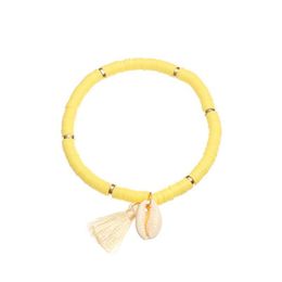 Beaded Bohemian Polymer Clay Handmade Strands Circle 6Mm Women Soft Ankle Bracelet Shell Tassel Summer Jewelry Gift Drop Delivery Bra Dhyyq