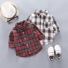 Kids Shirts IENENS Kids Shirt Clothes Spring Thin Blouses Clothing Infant Boy Plaid Cotton Tops 1 2 3 4 Years Kids Long Sleeves Shirt 230721