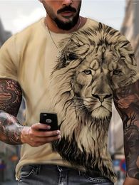 Men's T Shirts Mens Oversized T-Shirt Cool-Tees Novelty-Vintage Short-Sleeve Hip Hop Lion Print Couple Fashion Streetwear Birthday Gift