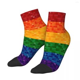 Men's Socks Rainbow Pixel Ankle LGBTQ Pride Unisex Harajuku Pattern Printed Happy Low Sock Gift