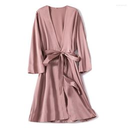 Women's Sleepwear Satin Lingerie Sexy Kimono Robe For Women Solid Bathrobe Sleeping Wear Bridal Wedding Gift Nightgown One Piece Pajama