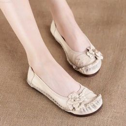 Dress Shoes Comforthable Oxford Shoes For Woman Genuine Leather Loafers Sexy Flower Mom Shoes Spring Flats Women Shoes Ladies Moccasins L230724