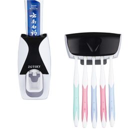 Toothbrush Holder Automatic Toothpaste Dispenser Set Dustproof Sticky Suction Wall Mounted Toothpaste Squeezer For Bathroom Accessories