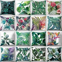 Pillow Case Tropical Leaf Cactus Monstera Cushion Cover 45 45cm Polyester Throw Pillows Sofa Home Decor Decoration Decorative Pillowcase 230724