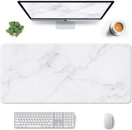 Marble Mouse Pad Full Desk XXL Extended Gaming Mouse Pad 35.4X 15.7 In Waterproof Desk Mat Stitched Edge Non-Slip