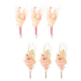 Decorative Flowers 6 Pcs Props Bridal Bouquet Dried With Stems Small DIY Eternal Natural Wedding Boutonniere Bridegroom Decoration Dry