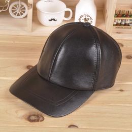 Ball Caps Adult Genuine Leather Hat Men Women Sheep Skin Baseball Cap Elderly Outdoor Leisure Wear 7 Colours B-7245