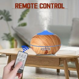 500ml Remote Control Aroma Diffuser & Air Purifier - Enhance Your Home & Office with Wood Grain Mist Maker!