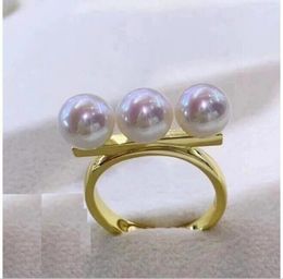 Cluster Rings Gorgeous 6-7mm Natural South Sea White Round Pearl Ring 925s 925 Sterling Silver Jewellery For Women